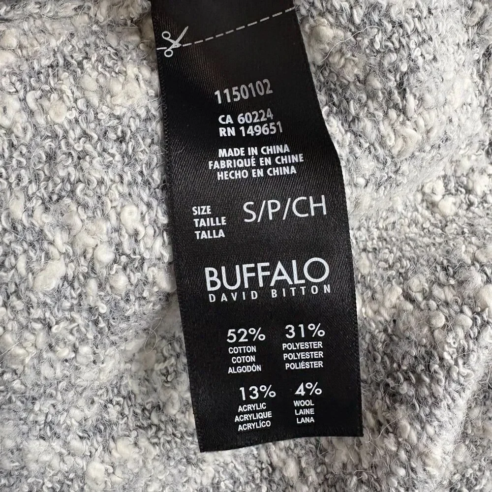 Buffalo‎ David Bitton Textured Yarn Sweater Light Gray Wool Blend Size Small